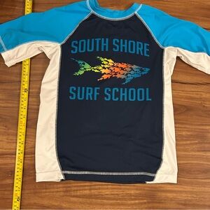OP South Shore Surf School Blue & White Rashguard Shirt with Shark